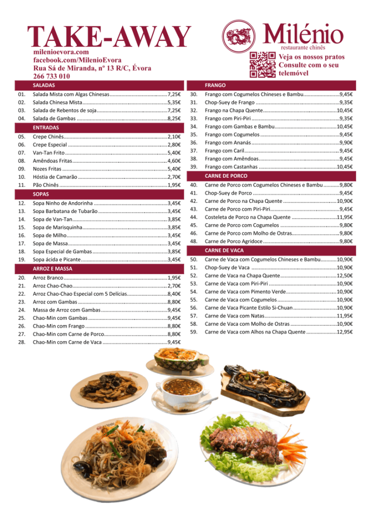 Restaurante Milénio Menu página 1