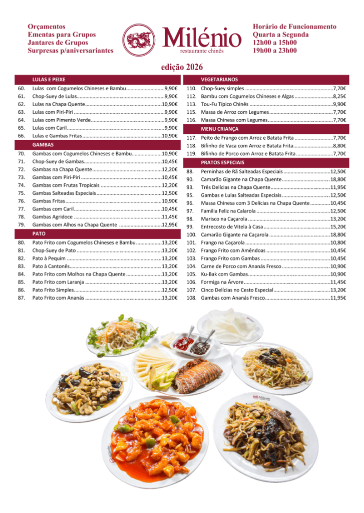 Restaurante Milénio Menu página 2